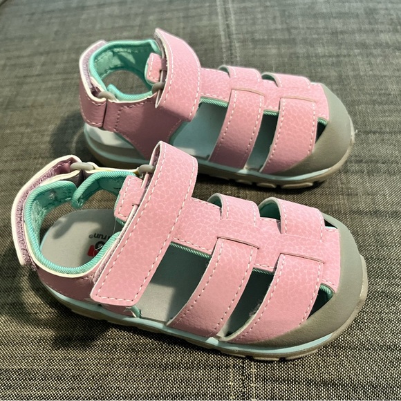 See Kai Run Pink and Gray Sandals with Velcro Closure - Picture 2 of 3